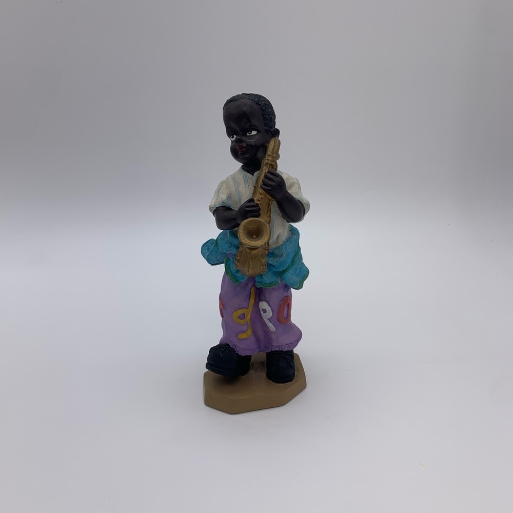Jay Imports Jumbo African American Saxophone Musician Boy Figurine Sculpture 8”